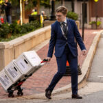 Paul Weiss, an employee of the law firm, drives boxes of legal documents into the Albert V. Bryan U.S. District Court at the start of the Justice Department's antitrust case against Google over its advertising business in Alexandria, Virginia, on September 9, 2024. Google is facing its second major antitrust case in less than a year, with the US government accusing the tech giant of manipulating online advertising competition and distorting it.